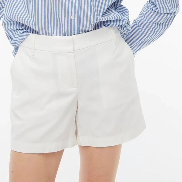 J CREW 5" Inseam Classic Preppy Flat Front Chino in White  Shorts Womens Size 16 - Picture 1 of 7